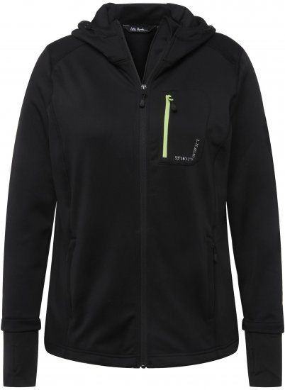 Ulla Popken HYPRAR Zip Front Hooded Stretch Sweatshirt Black - Суичъри & cуичъри с качулка - 
