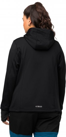 Ulla Popken HYPRAR Zip Front Hooded Stretch Sweatshirt Black - Суичъри & cуичъри с качулка - 