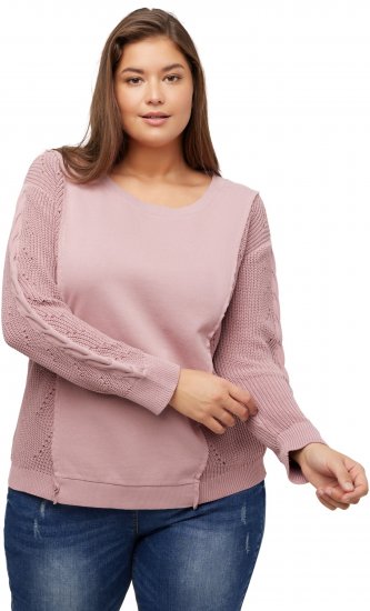 Ulla Popken Mixed Knit Patch Look Sweatshirt Old Pink - Суичъри & cуичъри с качулка - 