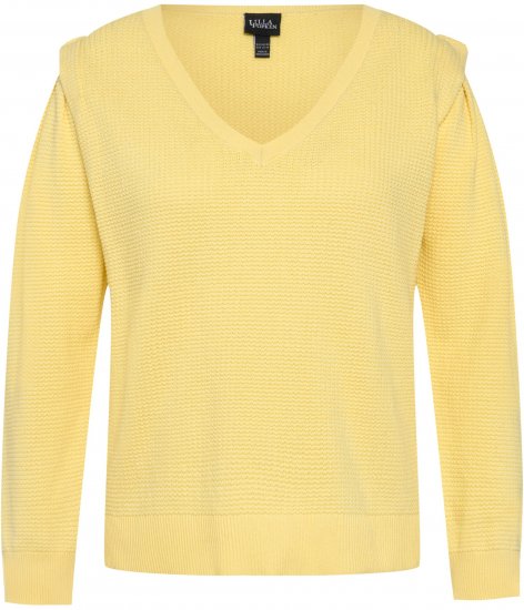 Ulla Popken Shoulder Accent Classic Fit Textured Knit Sweater Lemon Yellow - Суичъри & cуичъри с качулка - 