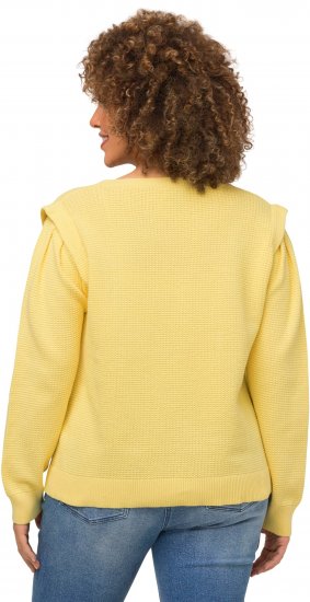 Ulla Popken Shoulder Accent Classic Fit Textured Knit Sweater Lemon Yellow - Суичъри & cуичъри с качулка - 