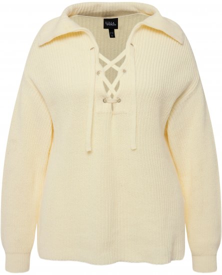 Ulla Popken Lace Up Sailor Collar Sweater Vanilla - Суичъри & cуичъри с качулка - 