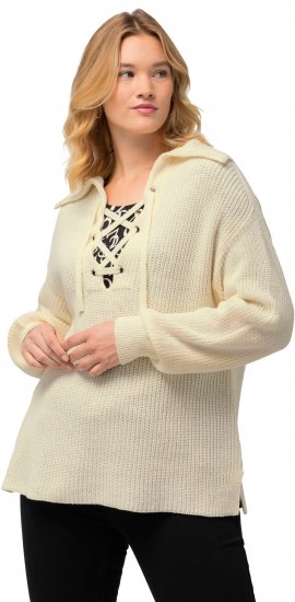 Ulla Popken Lace Up Sailor Collar Sweater Vanilla - Суичъри & cуичъри с качулка - 