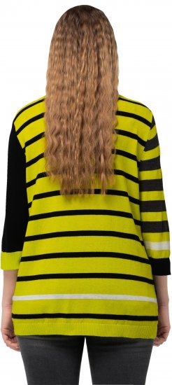Ulla Popken Mixed Stripe 3/4 Sleeve Colorblock Sweater Apple Green - Суичъри & cуичъри с качулка - 