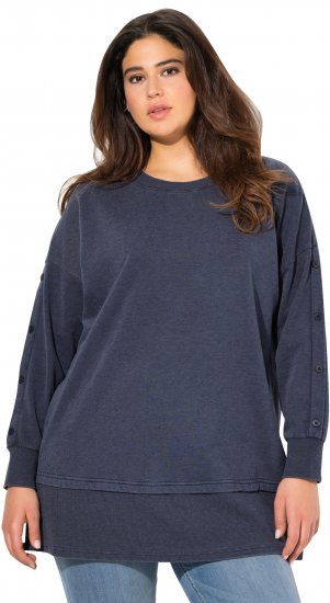 Ulla Popken Layered Look Button Sleeve Sweatshirt Navy - Суичъри & cуичъри с качулка - 