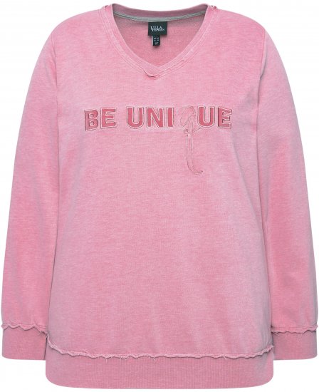 Ulla Popken Graphic BE UNIQUE Inverted Seam Sweatshirt Raspberry - Суичъри & cуичъри с качулка - 