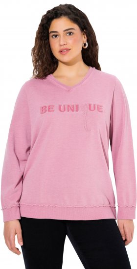 Ulla Popken Graphic BE UNIQUE Inverted Seam Sweatshirt Raspberry - Суичъри & cуичъри с качулка - 