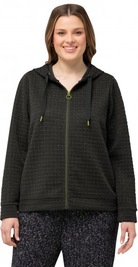 Ulla Popken Textured Metallic Knit Sweatshirt With Hood Graphite Grey - Суичъри & cуичъри с качулка - 
