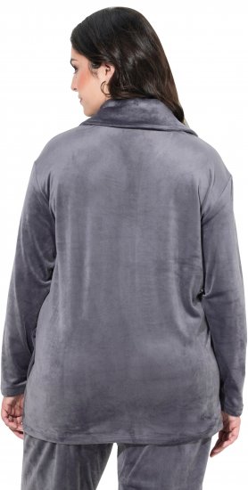 Ulla Popken Velour Loungewear Jacket Dark Grey - Суичъри & cуичъри с качулка - 