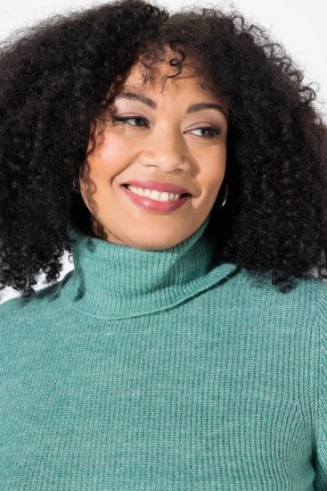 Ulla Popken Asymmetric Zipper Turtleneck Sweater Green - Суичъри & cуичъри с качулка - Уютни суитшърти, суичъри и плетива