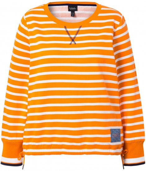 Ulla Popken Striped Drawstring Hem Sweatshirt Orange - Суичъри & cуичъри с качулка - 