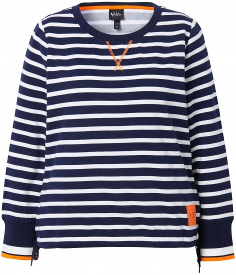 Ulla Popken Striped Drawstring Hem Sweatshirt Navy - Суичъри & cуичъри с качулка - 