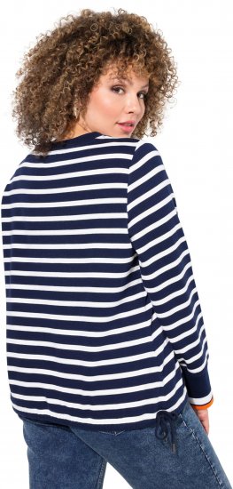 Ulla Popken Striped Drawstring Hem Sweatshirt Navy - Суичъри & cуичъри с качулка - 