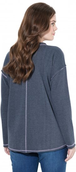 Ulla Popken Houston Textured Lettering Sweatshirt Navy - Суичъри & cуичъри с качулка - 