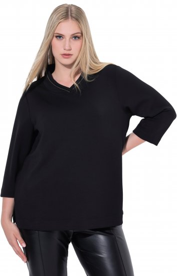Ulla Popken Decorative Chain Collar Sweatshirt Black - Суичъри & cуичъри с качулка - 
