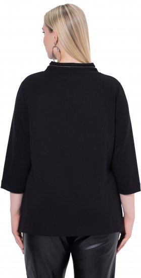 Ulla Popken Decorative Chain Collar Sweatshirt Black - Суичъри & cуичъри с качулка - 