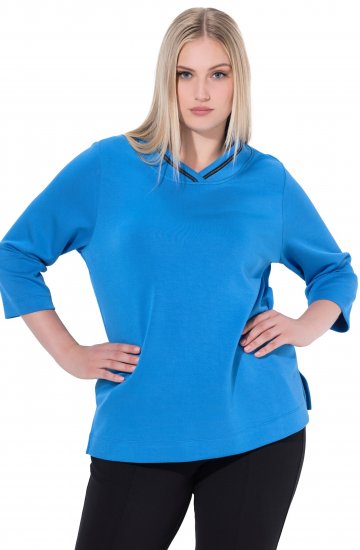 Ulla Popken Classic Fit with Side Slits 3/4 Sleeve Sweatshirt Royal Blue - Суичъри & cуичъри с качулка - 