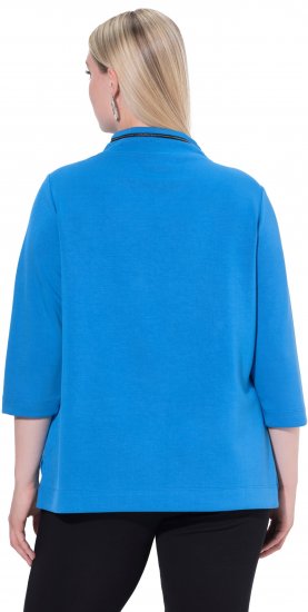 Ulla Popken Classic Fit with Side Slits 3/4 Sleeve Sweatshirt Royal Blue - Суичъри & cуичъри с качулка - 