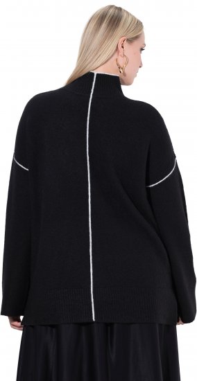 Ulla Popken Decorative Seam Contrast Color Sweater Black - Суичъри & cуичъри с качулка - 