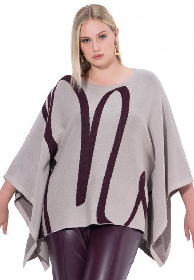 Ulla Popken Brushstroke Knit Poncho Beige - Суичъри & cуичъри с качулка - 