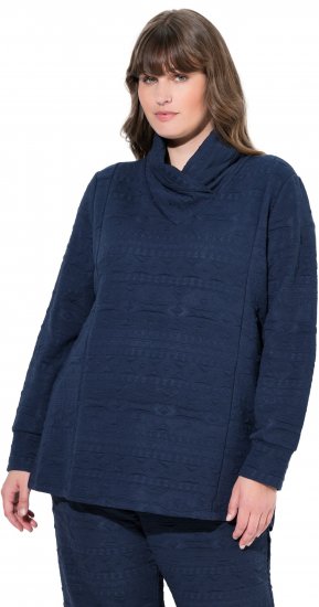 Ulla Popken Eco Cotton Stripe Textured Sweatshirt Navy - Суичъри & cуичъри с качулка - 