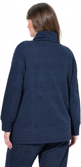 Ulla Popken Eco Cotton Stripe Textured Sweatshirt Navy - Суичъри & cуичъри с качулка - 