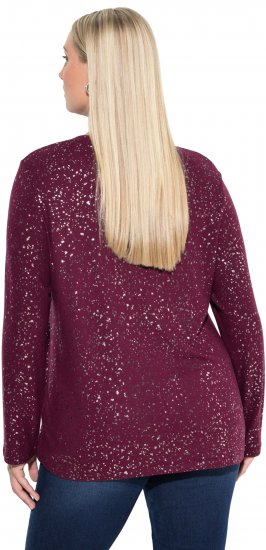 Ulla Popken Metallic Print Extra Soft Christmas Sweatshirt Dark Wine Red - Суичъри & cуичъри с качулка - 
