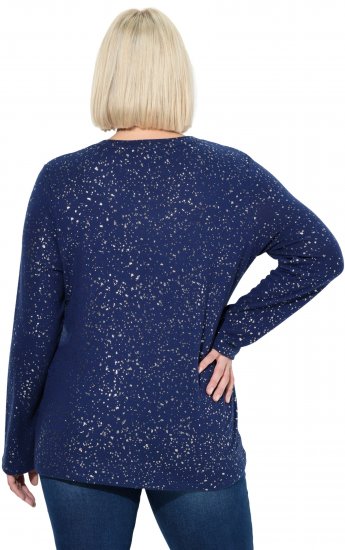 Ulla Popken Metallic Print Extra Soft Christmas Sweatshirt Ink Blue - Суичъри & cуичъри с качулка - 