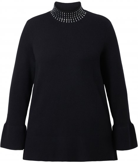 Ulla Popken Flared Sleeve Turtleneck Sweater Black - Суичъри & cуичъри с качулка - 