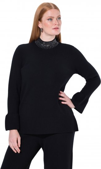 Ulla Popken Flared Sleeve Turtleneck Sweater Black - Суичъри & cуичъри с качулка - 
