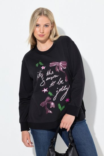 Ulla Popken Sparkling Sequin Bows Christmas Sweatshirt Black - Суичъри & cуичъри с качулка - Уютни суитшърти, суичъри и плетива