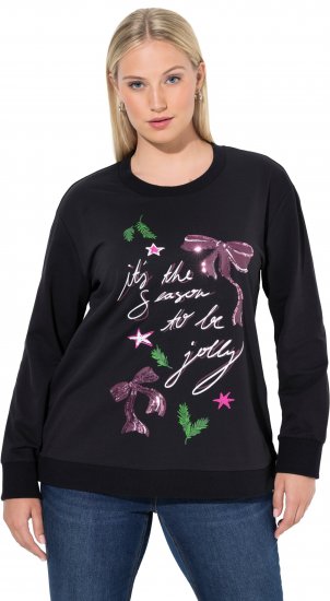 Ulla Popken Sparkling Sequin Bows Christmas Sweatshirt Black - Суичъри & cуичъри с качулка - 