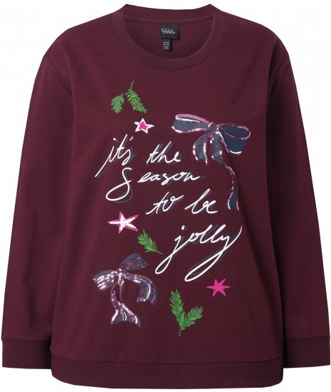 Ulla Popken Sparkling Sequin Bows Christmas Sweatshirt Plum - Суичъри & cуичъри с качулка - 