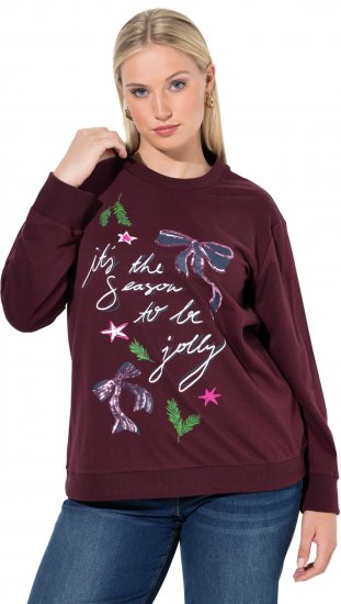 Ulla Popken Sparkling Sequin Bows Christmas Sweatshirt Plum - Суичъри & cуичъри с качулка - 