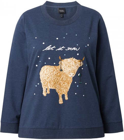 Ulla Popken Let It Snow Sequins Sweatshirt Ink Blue - Суичъри & cуичъри с качулка - 