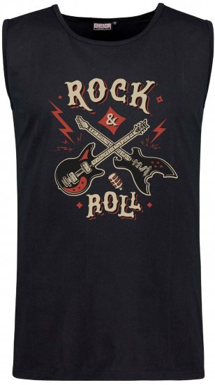 Adamo Motiv Rock and Roll Tank Top Black - Тениски без ръкави - Тениски без ръкави големи размери