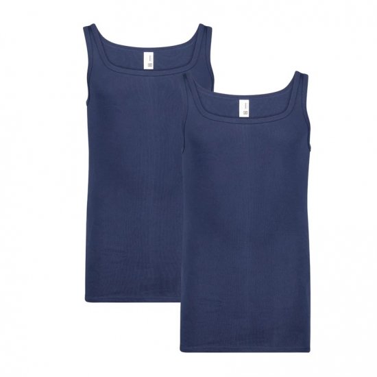 Adamo Royal Fine Ribbed Undershirt 2-Pack Navy - Бельо & Бански шорти - Мъжко бельо големи размери