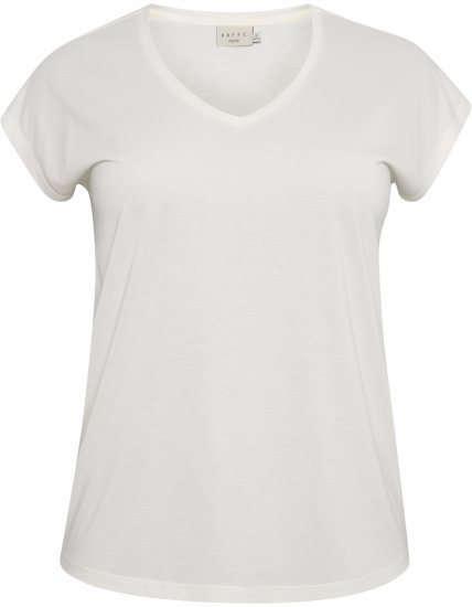 Kaffe Curve Lina V-Neck T-Shirt White - Тениски - 