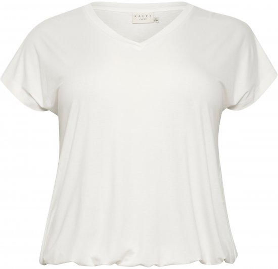 Kaffe Curve Jena V-Neck Тениска Chalk - Тениски - 