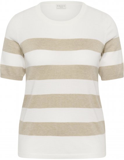 Kaffe Curve Lizzy Striped Pullover Chalk/Feather Grey Bold Stripe - Тениски - 
