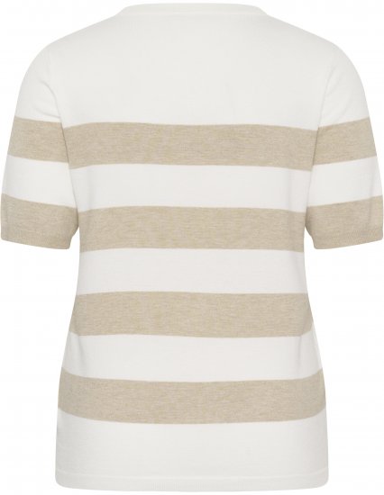 Kaffe Curve Lizzy Striped Pullover Chalk/Feather Grey Bold Stripe - Тениски - 