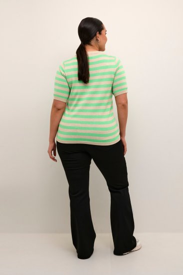 Kaffe Curve Lizzy Раиран пуловер Перасто сив меланж/Зелен - Печатни тениски за жени - 