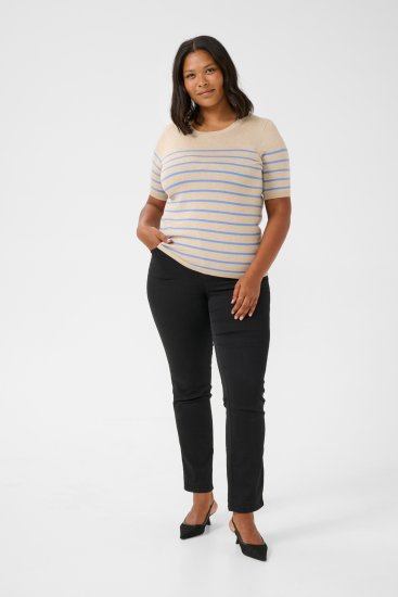 Kaffe Curve Lizzy Раиран пуловер Бежов/Син - Печатни тениски за жени - 