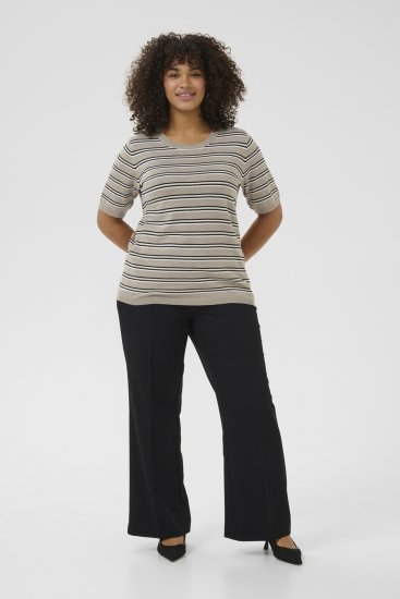 Kaffe Curve Lizzy Раиран пуловер Бежов/Черен - Печатни тениски за жени - 