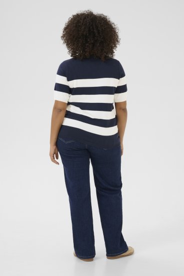 Kaffe Curve Lizzy райеd Пуловер Midnight/Chalk райе - Тениски - 