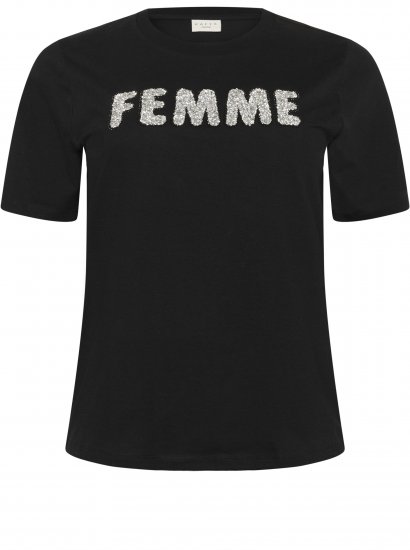 Kaffe Curve Ariana T-Shirt Black - Тениски - 