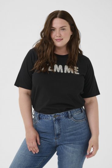 Kaffe Curve Ariana T-Shirt Black - Тениски - 
