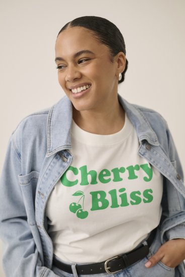 Kaffe Curve Chari T-Shirt Chalk - Тениски - 