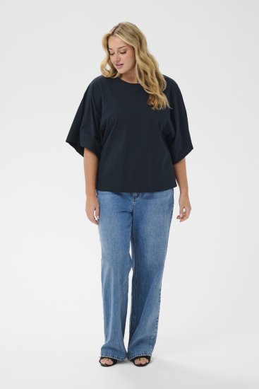 Kaffe Curve Stormi T-Shirt Navy - Тениски - 