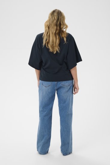 Kaffe Curve Stormi T-Shirt Navy - Тениски - 